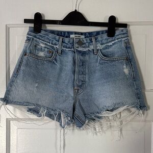 GRLFRND Helena Light Blue Distressed Jean Shorts